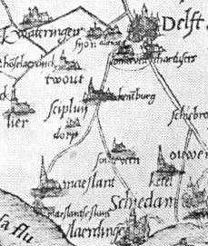 Kaartfragment met Midden-Delfland uit 1558