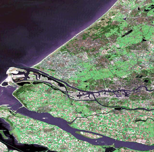 Zuid-Holland west gezien vanuit Landsat